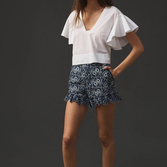 Anthropologie MAEVE Floral Denim Shorts, Size 8 - Picture 5 of 9